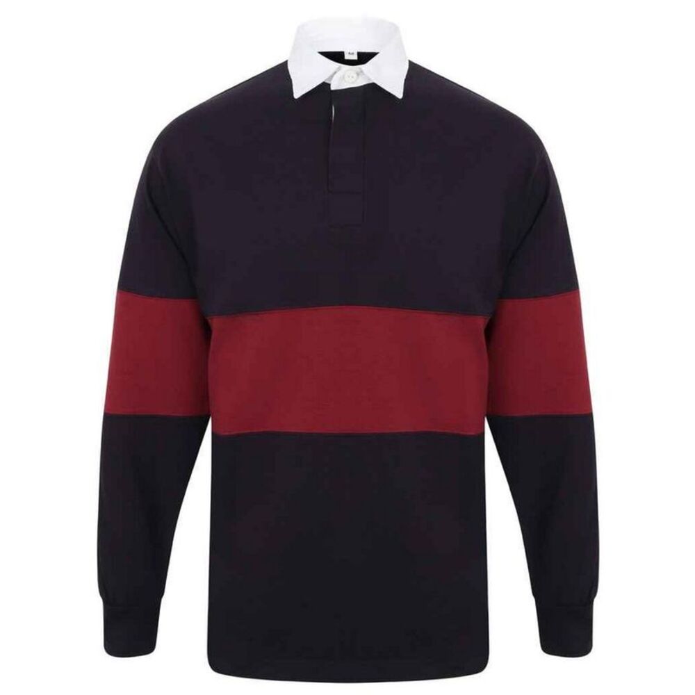 Front Row Unisex Adult Panelled Rugby Shirt / Navy/Burgundy